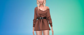 Простое шерстяное платье-рубашка для Симс 4 – фото 1