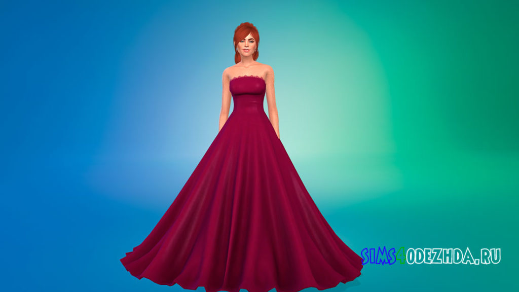 Пышное свадебное платье для девушек для Симс 4 – фото 3