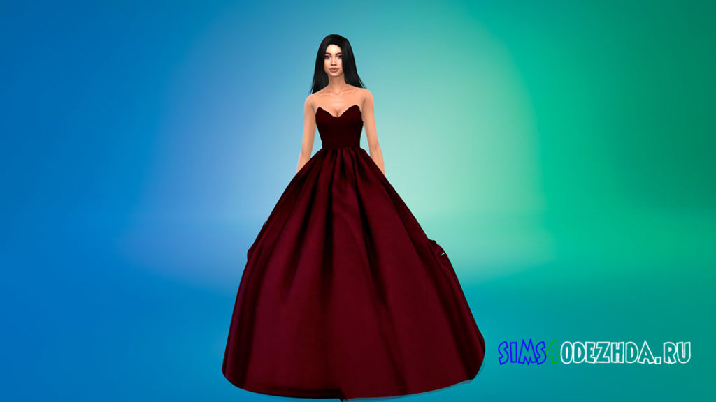 Пышное женское платье для Симс 4 – фото 2
