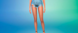 Рваные шорты с высокой талией для Симс 4 – фото 1