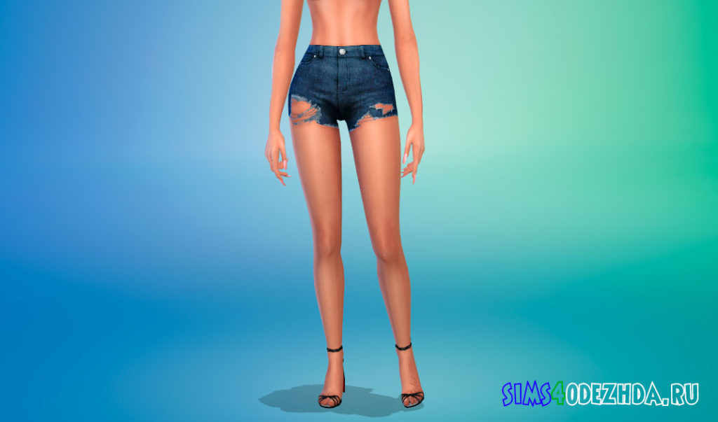 Рваные шорты с высокой талией для Симс 4 – фото 3