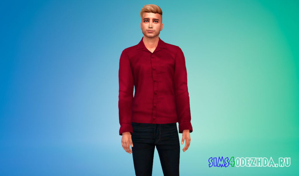 Шелковая рубашка для мужчин для Симс 4 – фото 3