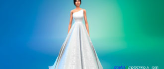 Свадебное платье на одно плечо для Симс 4 – фото 1
