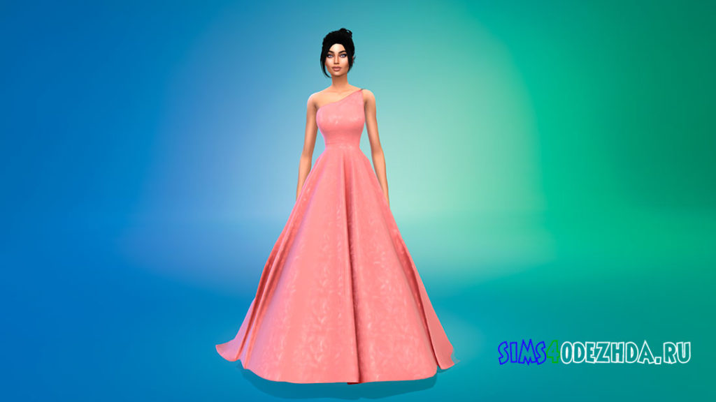 Свадебное платье на одно плечо для Симс 4 – фото 2