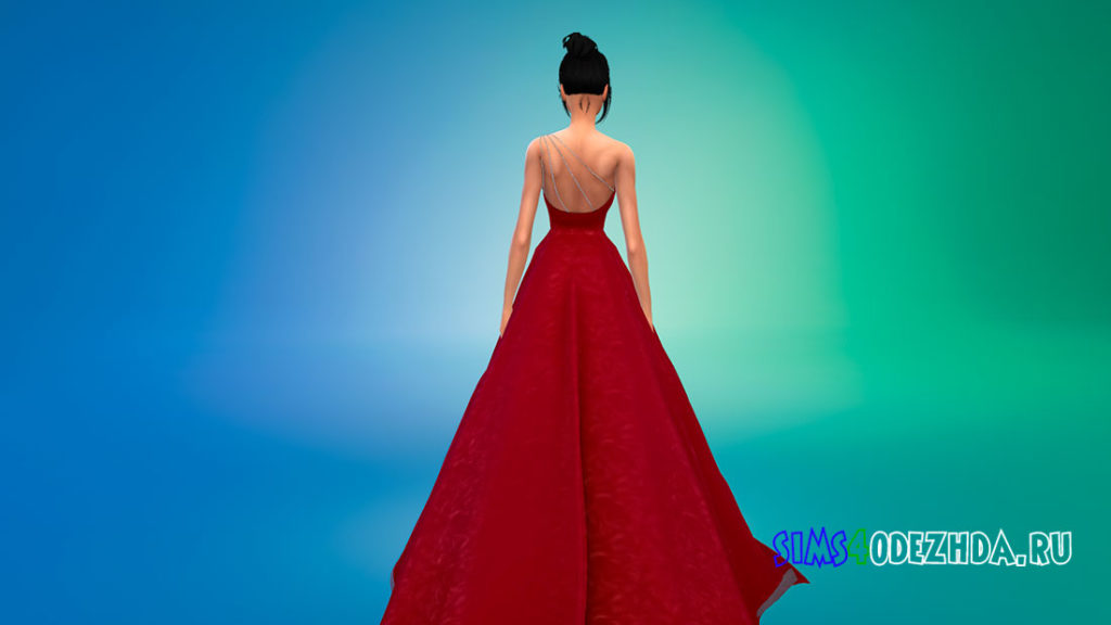 Свадебное платье на одно плечо для Симс 4 – фото 3