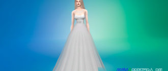 Свадебное платье с прозрачными рукавами для Симс 4 – фото 1