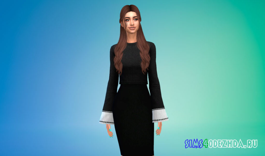 Свитер с широкими рукавами для Симс 4 – фото 2