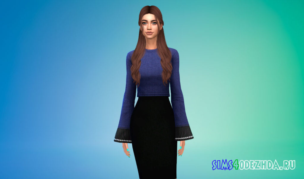 Свитер с широкими рукавами для Симс 4 – фото 3