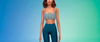 Свободный хлопковый укороченный топ для Симс 4 – фото 1