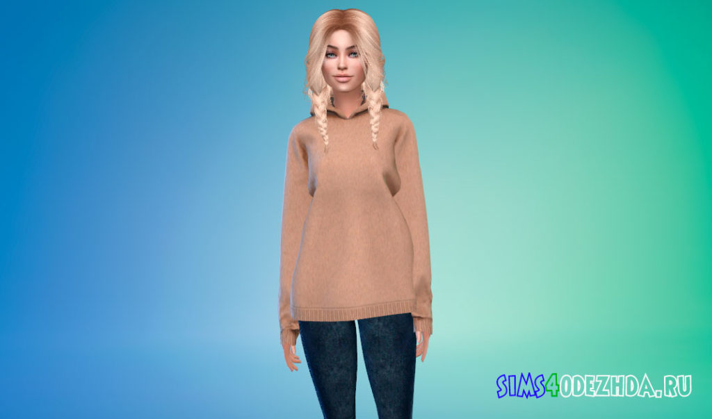 Толстовка с капюшоном для девушек для Симс 4 – фото 2