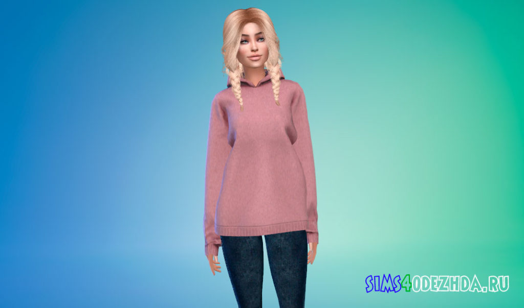Толстовка с капюшоном для девушек для Симс 4 – фото 3