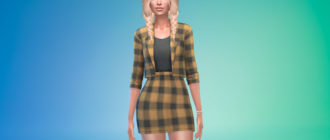 Женский деловой костюм с юбкой для Симс 4 – фото 1