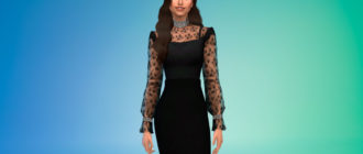 Блуза с длинными кружевными рукавами для Симс 4 – фото 1