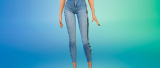 Короткие джинсы с полоской для Симс 4 – фото 1