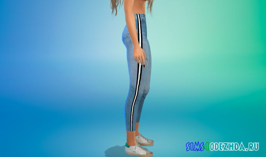 Короткие джинсы с полоской для Симс 4 – фото 2