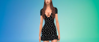 Короткое платье с баской внизу для Симс 4 – фото 1