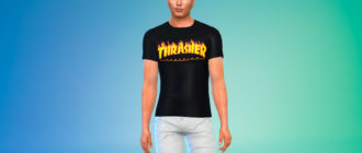 Мужская футболка Thrasher для Симс 4 – фото 1