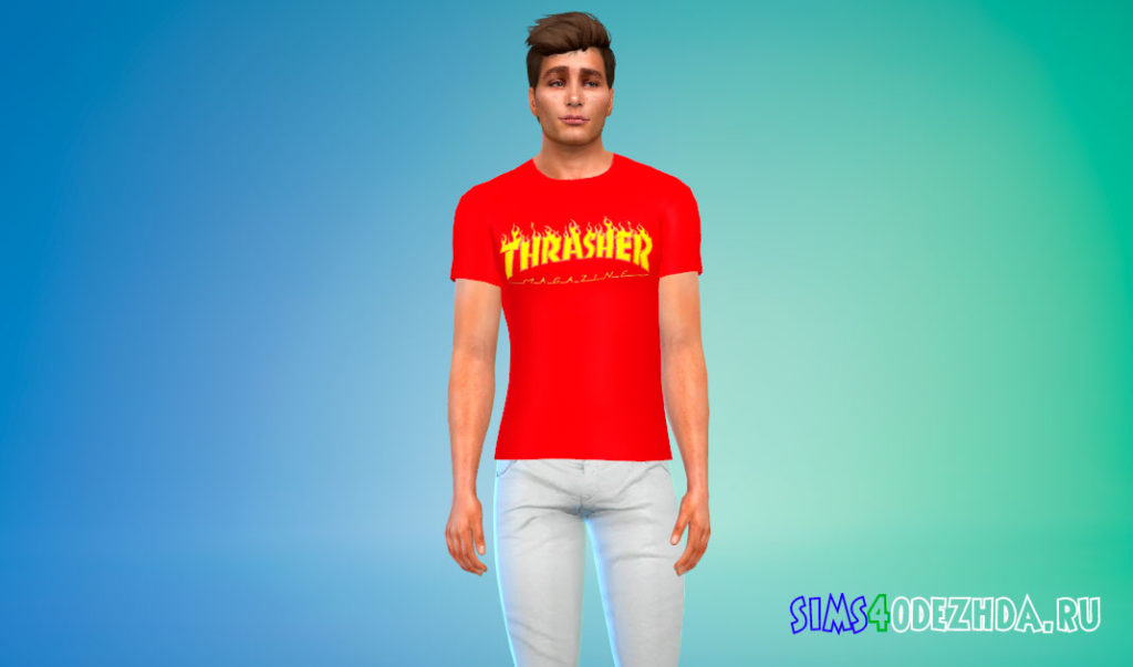Мужская футболка Thrasher для Симс 4 – фото 2