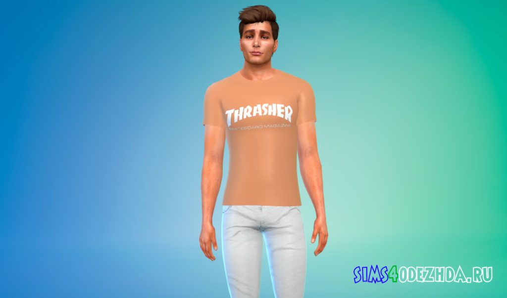 Мужская футболка Thrasher для Симс 4 – фото 3