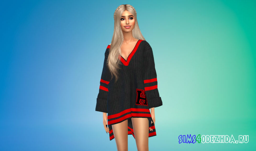 Шерстяной свитер с V-образным вырезом для Симс 4 – фото 3
