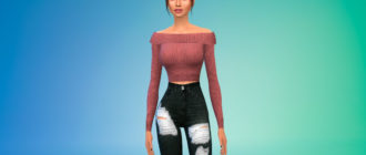 Топ с открытыми плечами для девушек для Симс 4 – фото 1