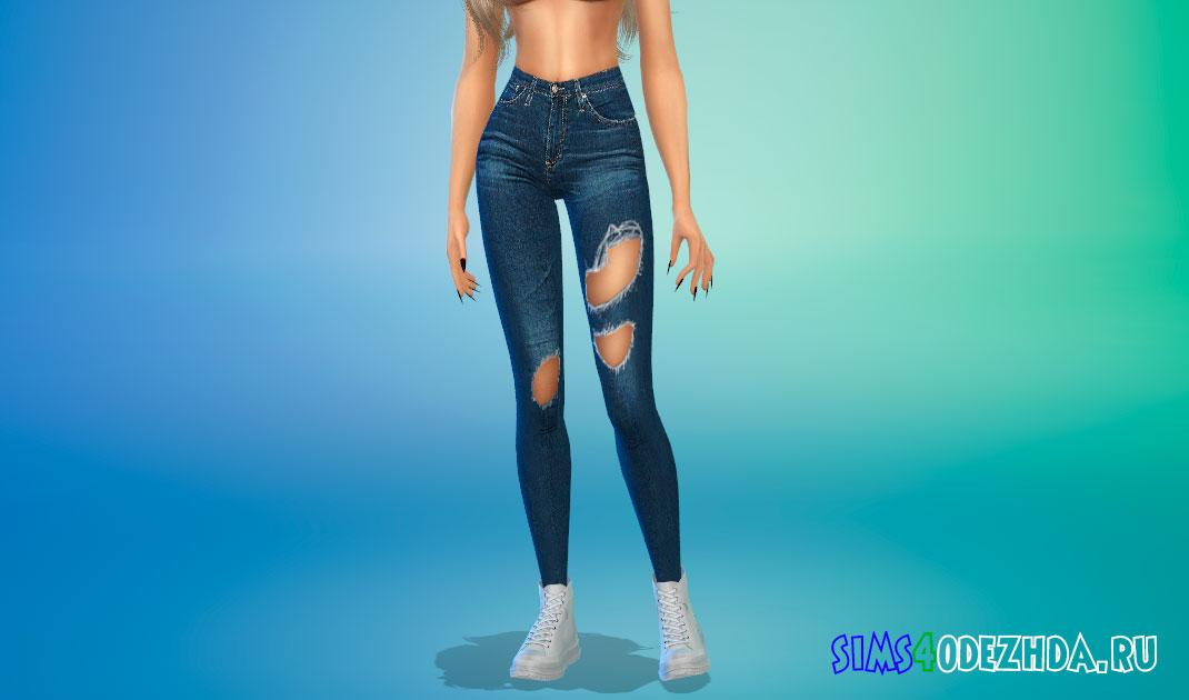 Рваные джинсы 123-4 для Симс 4 – фото 1