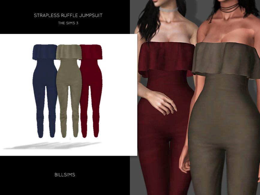 Комбинезон Strapless Ruffle Jumpsuit для Симс 3