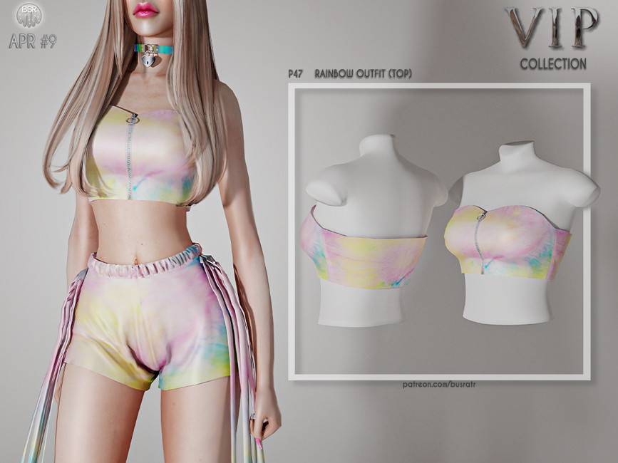 Радужный топ P47 для Симс 4 - фото 1