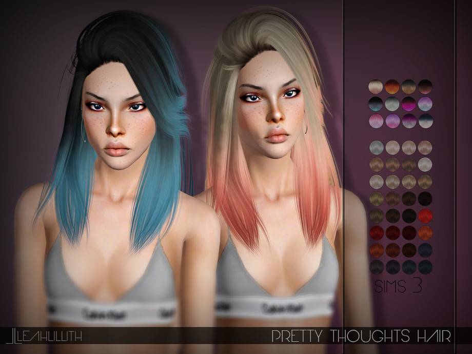 Женская прическа LeahLillith Pretty Thoughts Hair для Симс 3