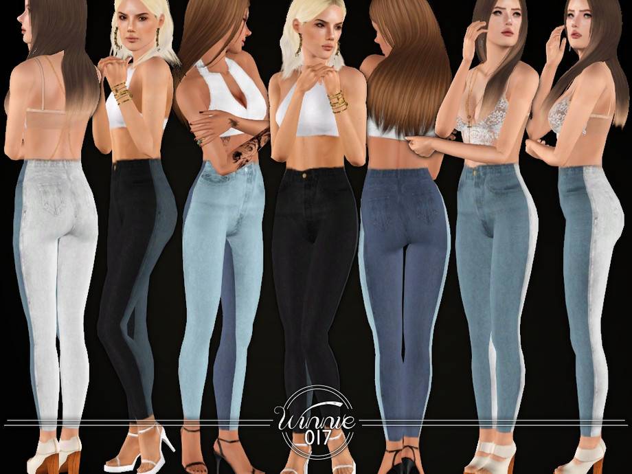 Джинсы High Waisted 2 Colored Jeans для Симс 3