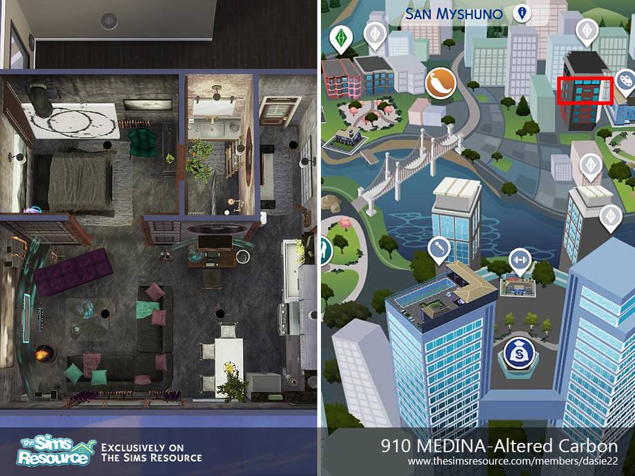 Квартира 910 MEDINA-Altered Carbon для Симс 4 - фото 8