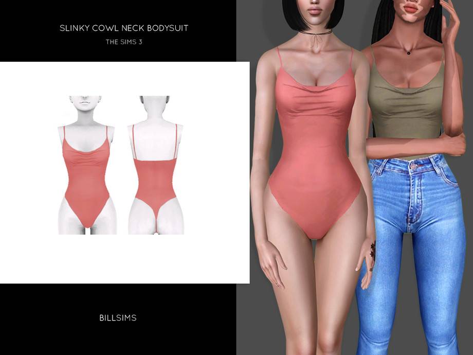 Боди Slinky Cowl Neck Bodysuit для Симс 3