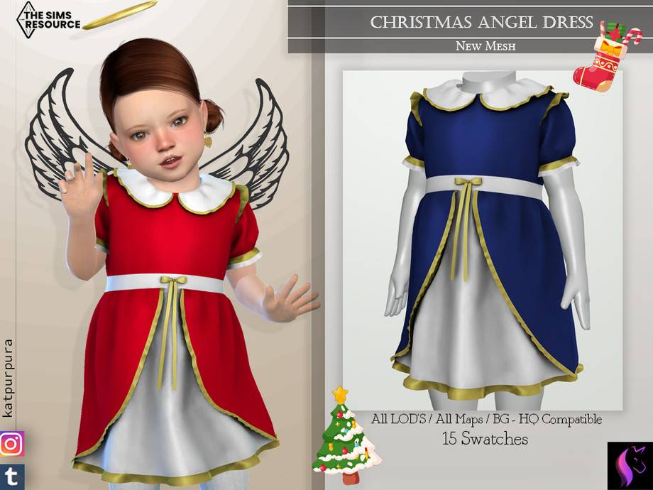 Платье Christmas Angel для Симс 4