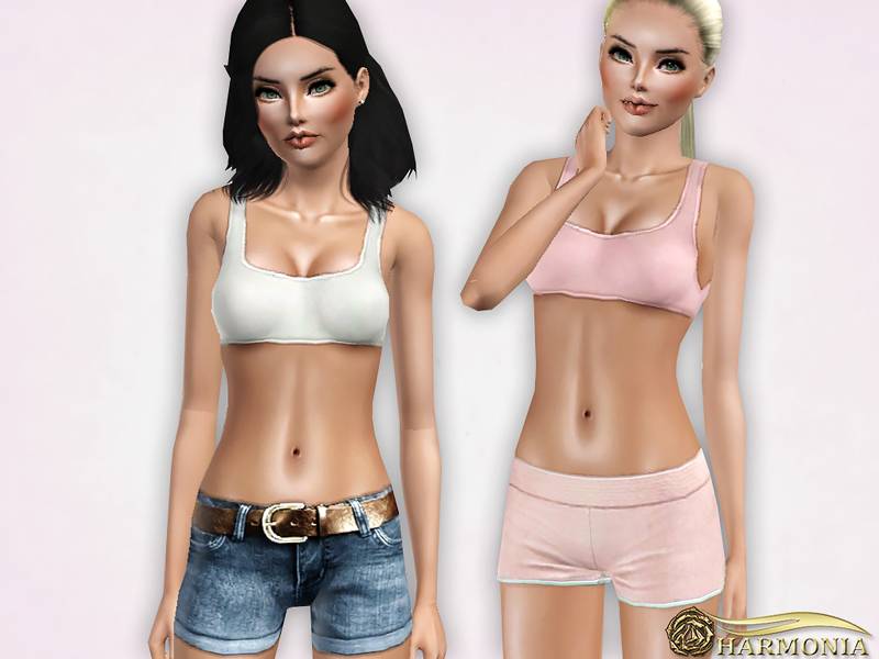 Топ Basic Square Neck Crop Top для Симс 3