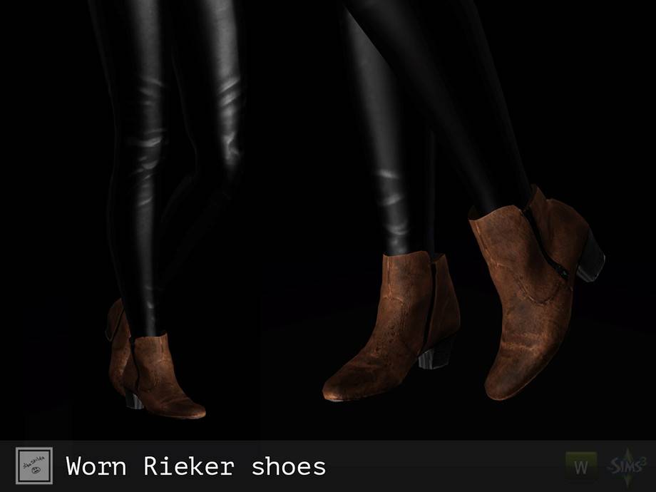 Ботильоны Worn Rieker shoes для Симс 3