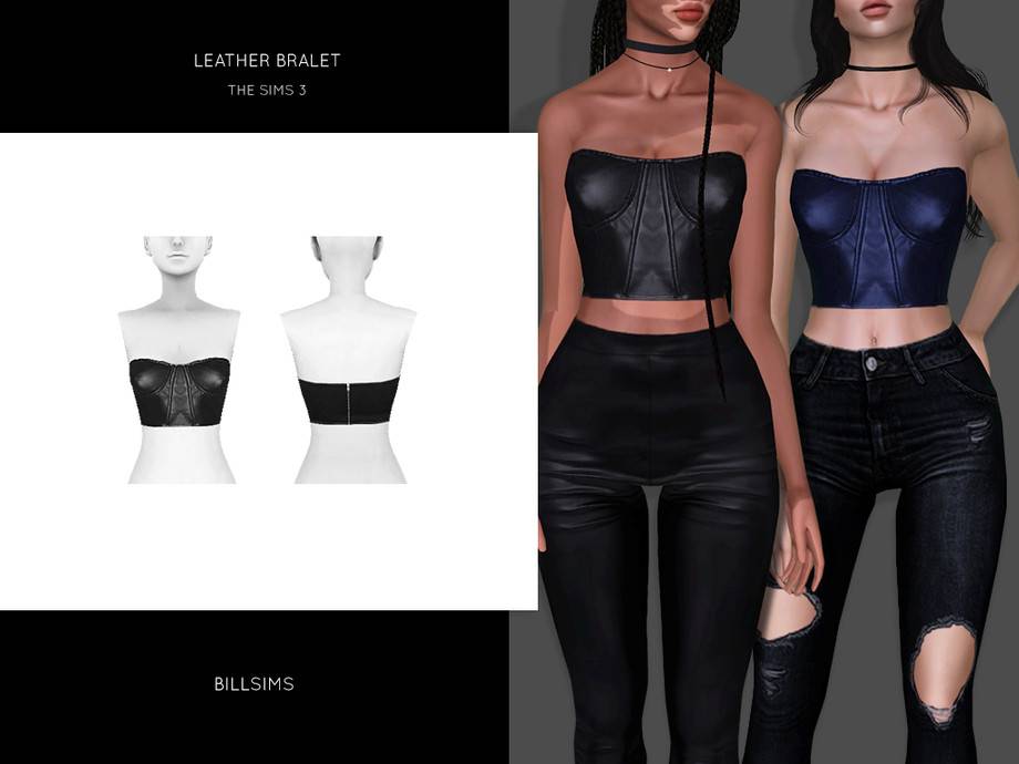 Бра Leather Bralet для Симс 3