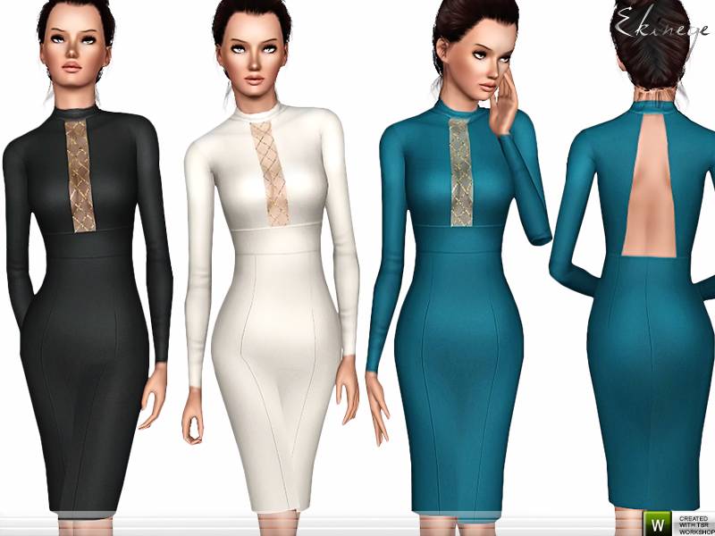 Платье Mesh Insert Pencil Dress для Симс 3