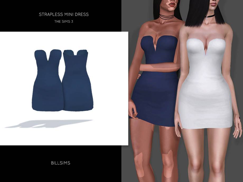 Платье Strapless Mini Dress для Симс 3