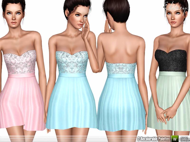 Платье Strapless Short Dress для Симс 3