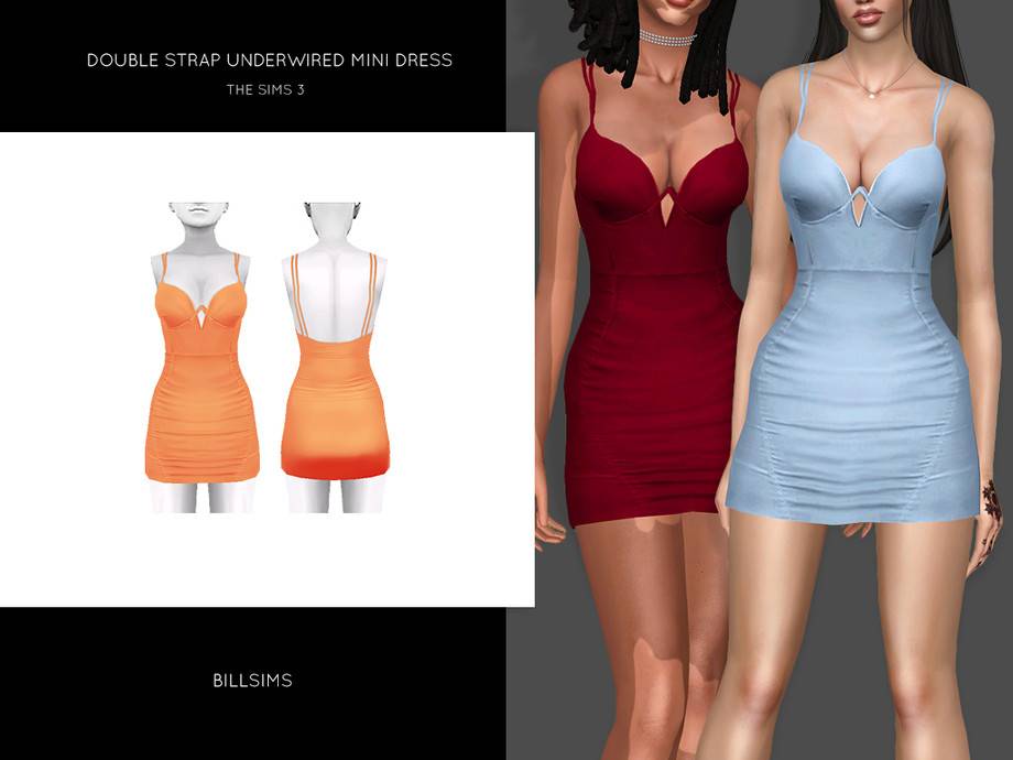 Платье Double Strap Underwired Mini Dress для Симс 3