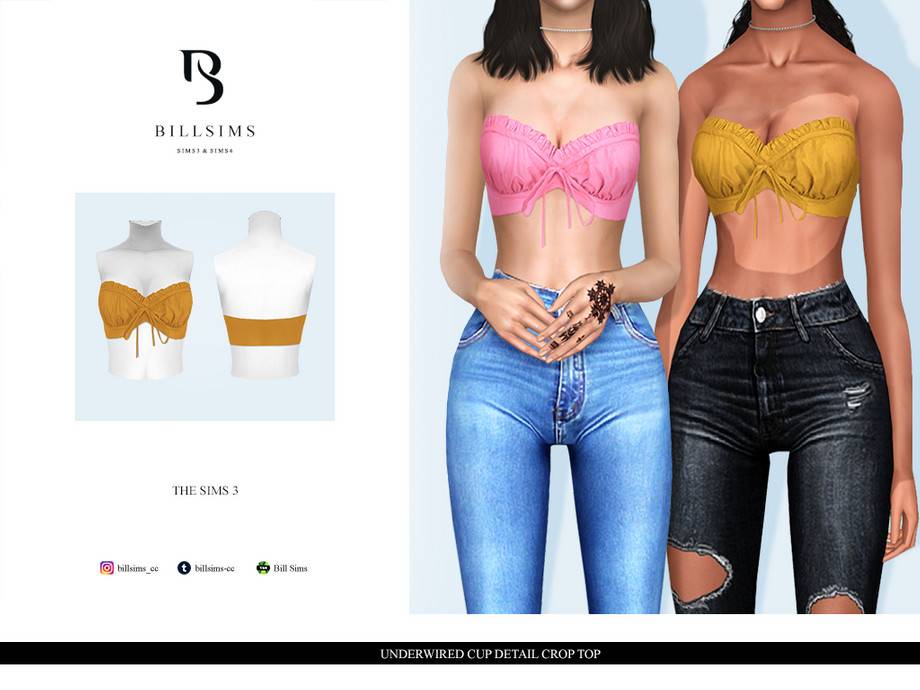 Топ Underwired Cup Detail Crop Top для Симс 3