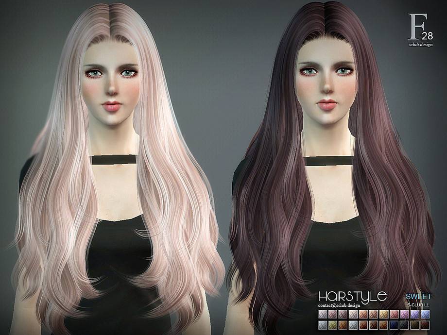 Женская прическа S-CLUB HAIR TS3—28 для Симс 3