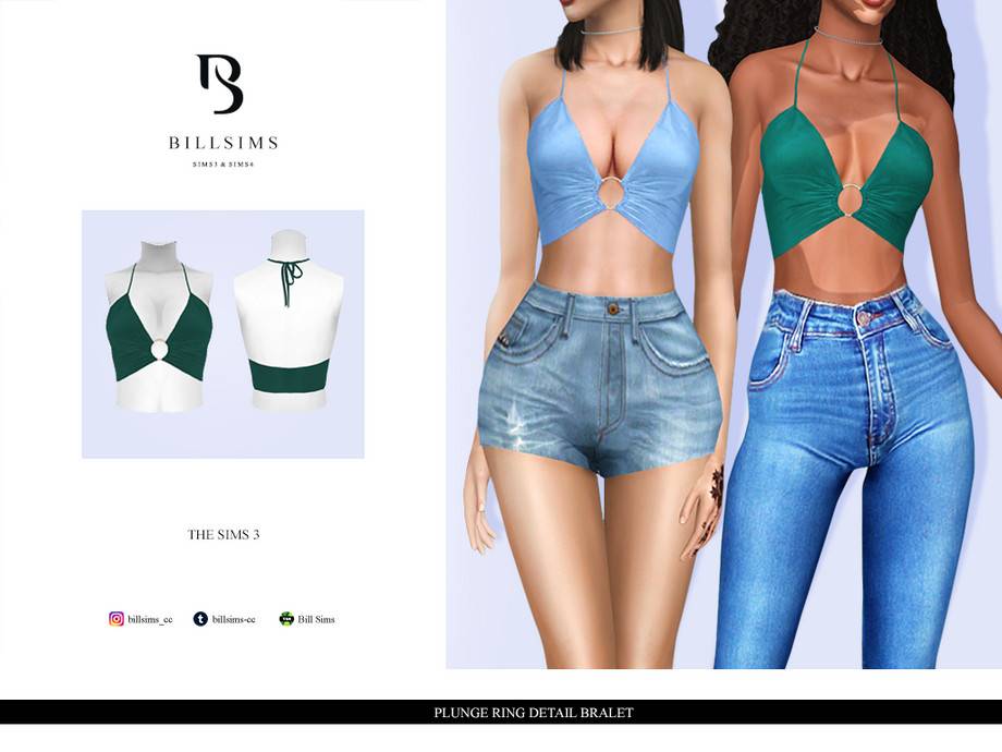Бра Plunge Ring Detail Bralet для Симс 3