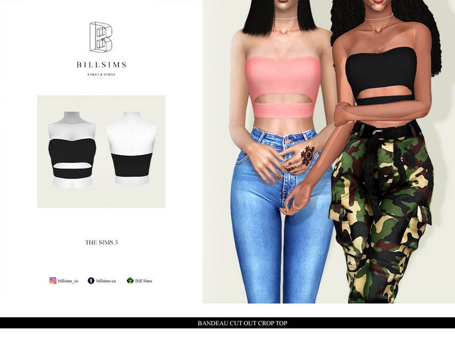 Топ Bandeau Cut Out Crop Top для Симс 3