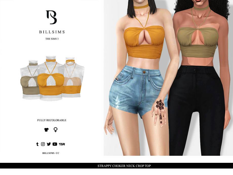 Топ Stappy Choker Neck Crop Top для Симс 3
