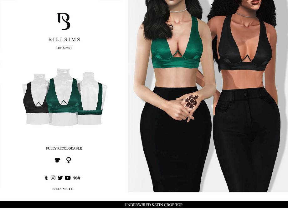 Топ Underwired Satin Crop Top для Симс 3