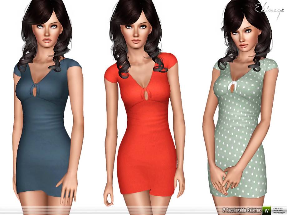 Платье Bow Tie Detail Dress для Симс 3