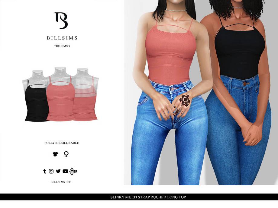Топ Slinky Multi Strap Ruched Long Top для Симс 3