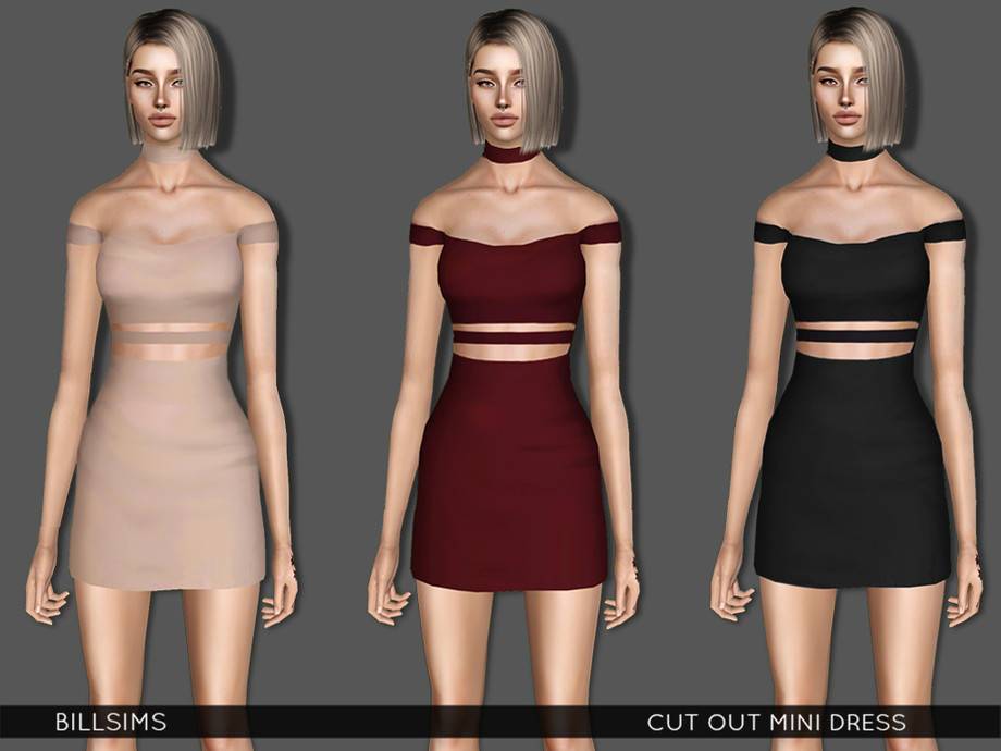 Платье Cut Out Mini Dress для Симс 3