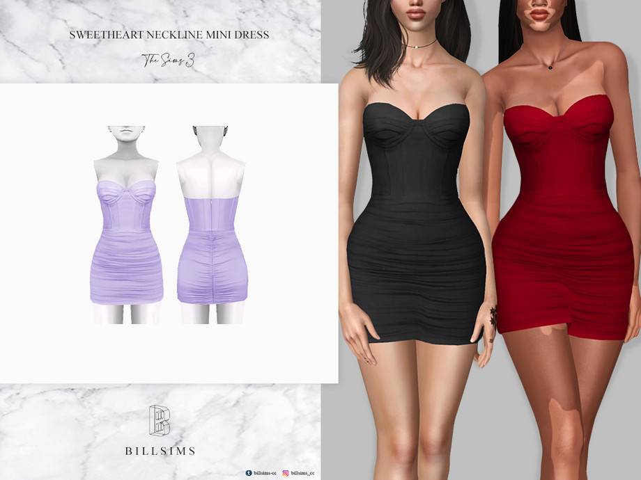Платье Sweetheart Neckline Mini Dress для Симс 3